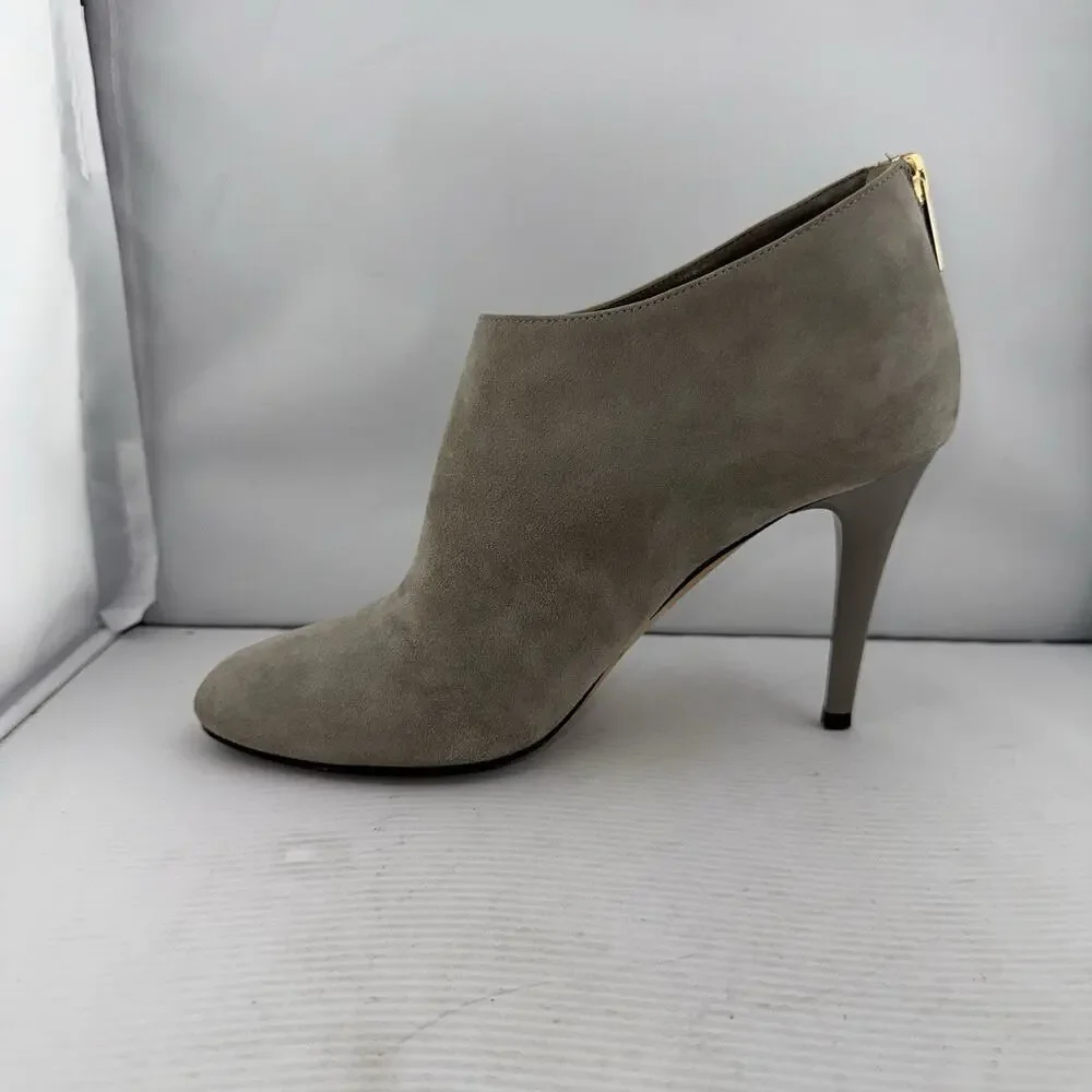 Jimmy Choo Taupe Suede Ankle Booties 37.5 (7.5US) High Heel Stiletto Zip Italy